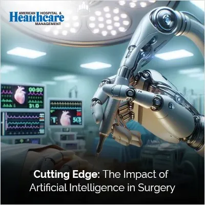 a robot holding a tool Cutting-edge AI transforming the field of surgery.