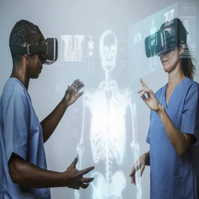 Medical professional using advanced imaging technology for diagnostics with AI support, illustrating the future of healthcare