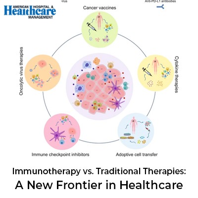 Infographic comparing immunotherapy with traditional cancer treatments.