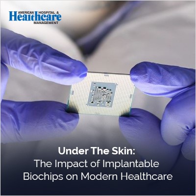 A person wearing gloves holding an implantable biochip