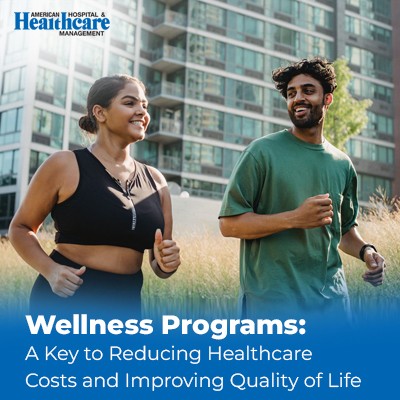 Two people jogging outdoors, promoting wellness programs to reduce healthcare costs and improve quality of life